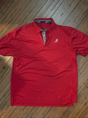 Men's Red Polo with Script Alabama A Chest Embroidery